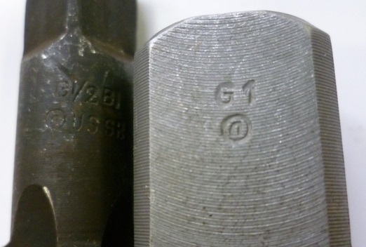 Рис. 2 Маркировка метчика для трубной резьбы