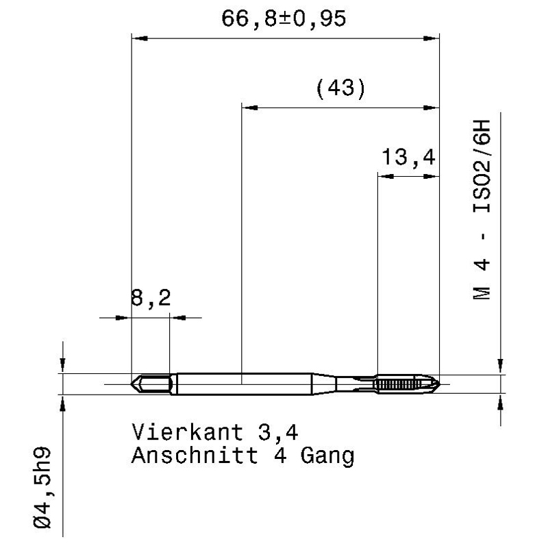 57 4.000 m4 схема метчика машинного m с размерами