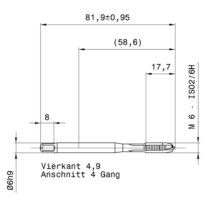 5736 6.000 схема метчика машинного m с размерами
