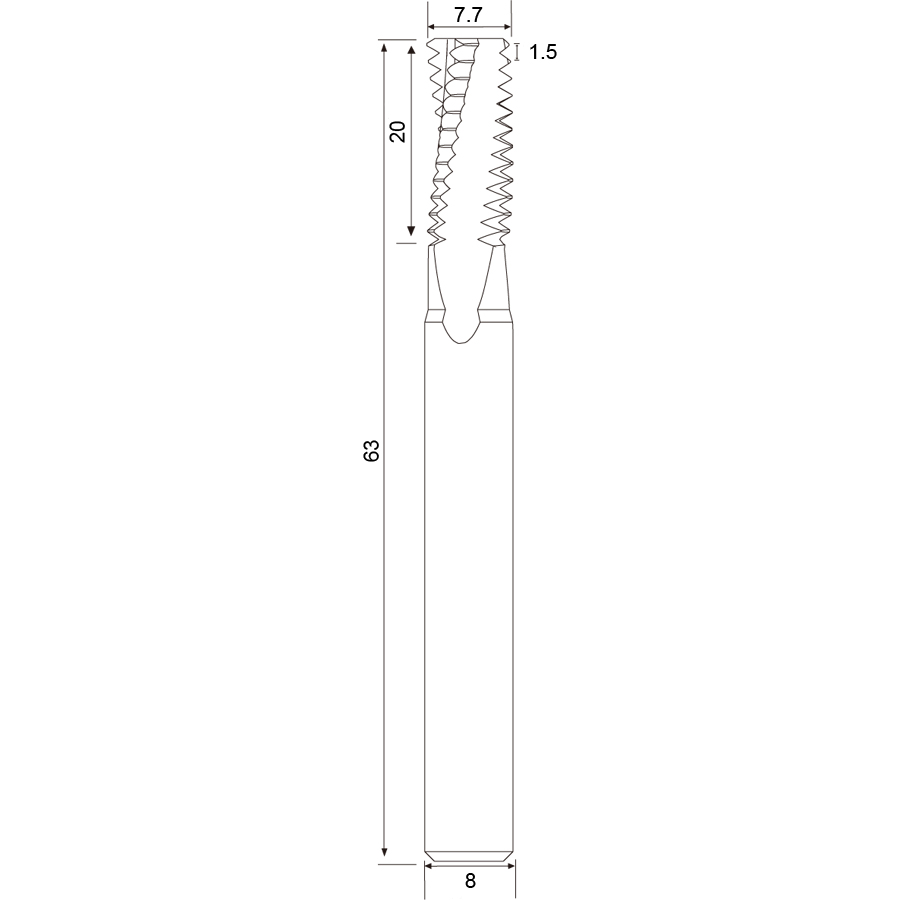 Фото 2: QM10х1.5хD8 резьбофреза цельная твердосплавная полновитковая Geefun