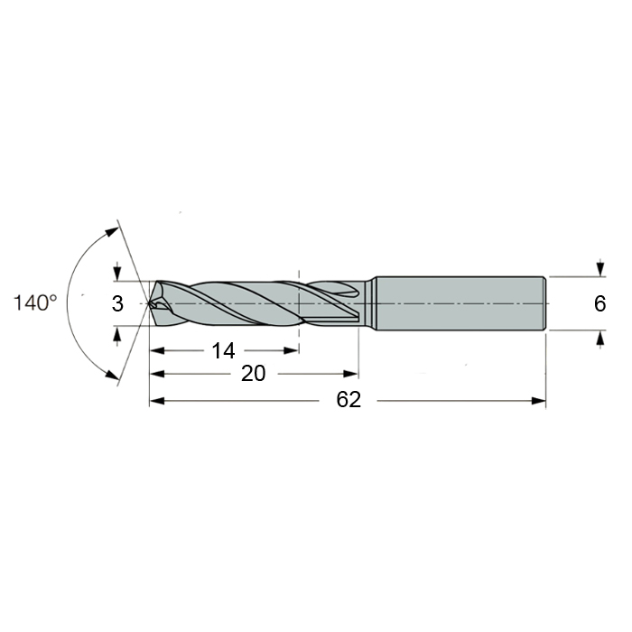 Фото 2: SCD 030-014-060 AP3 cверло твердосплавное