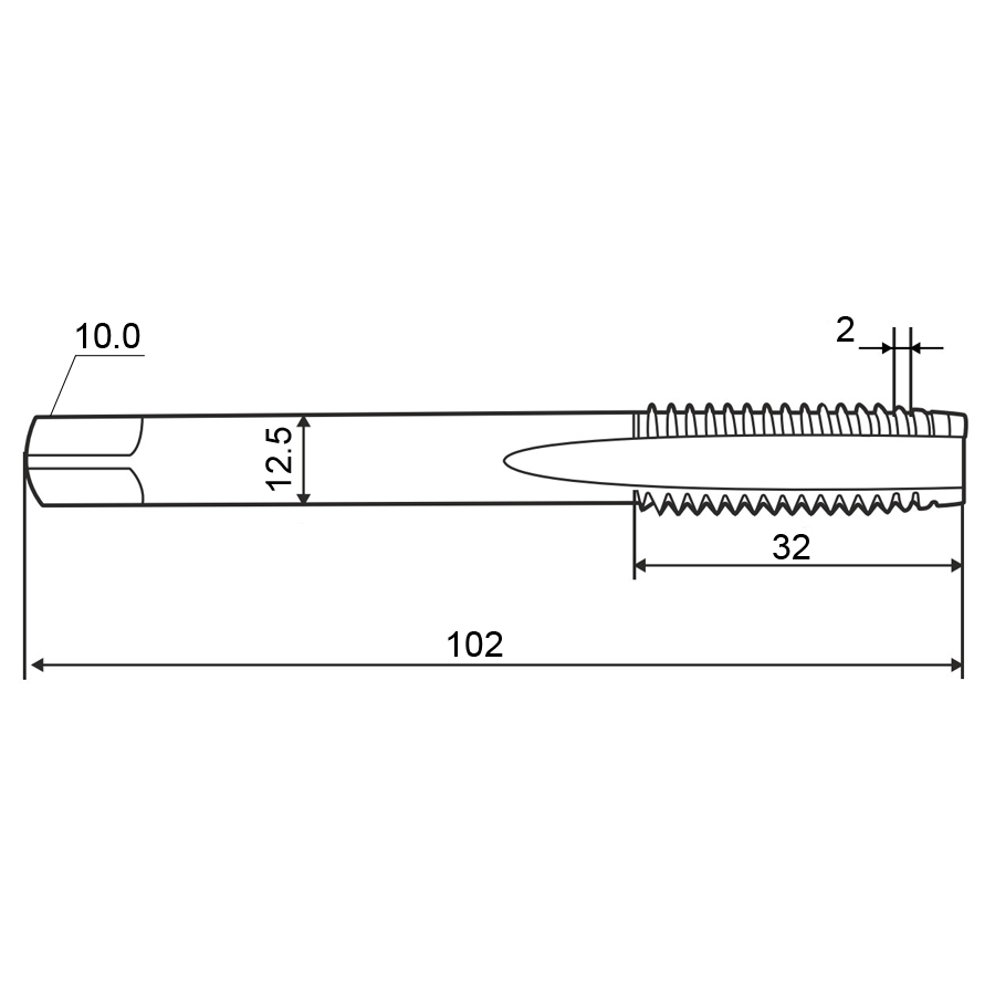 Фото 2: Метчик м/р 16,0х2,0 кл.2 HSS-V скв. ZUMO, арт: V301010101160000