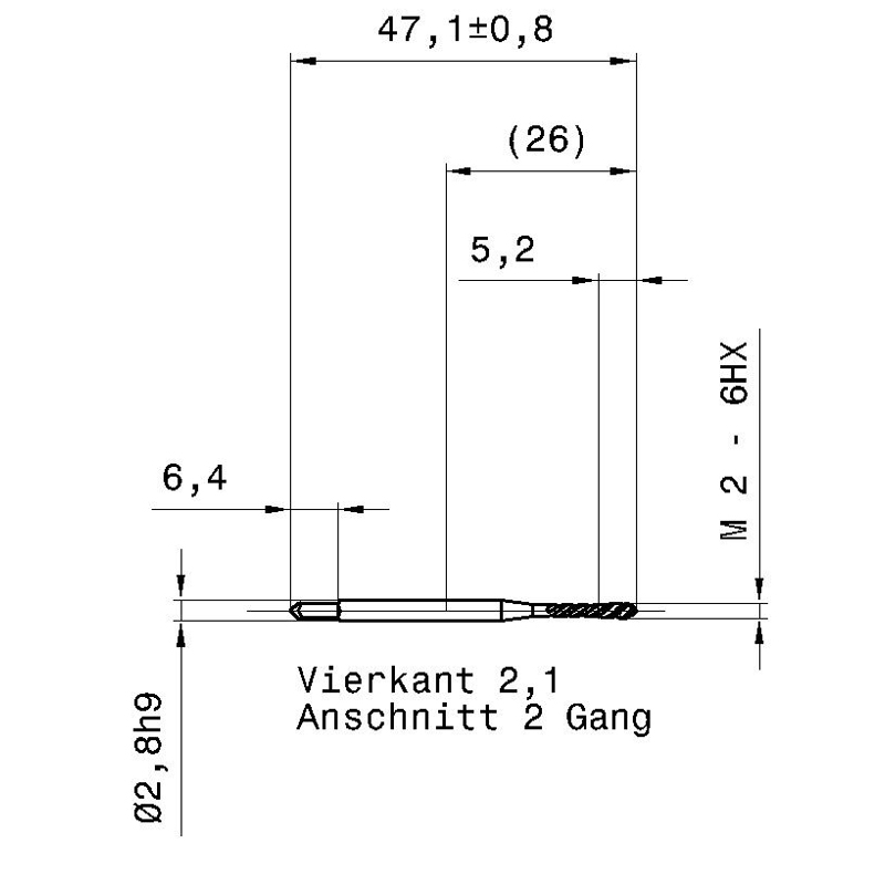 4629 2.000 m2 схема метчика машинного m с размерами
