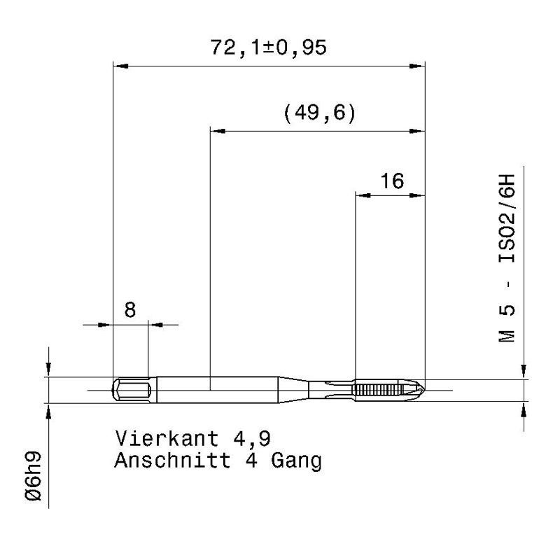 5587 5.000 m5 схема метчика машинного m с размерами