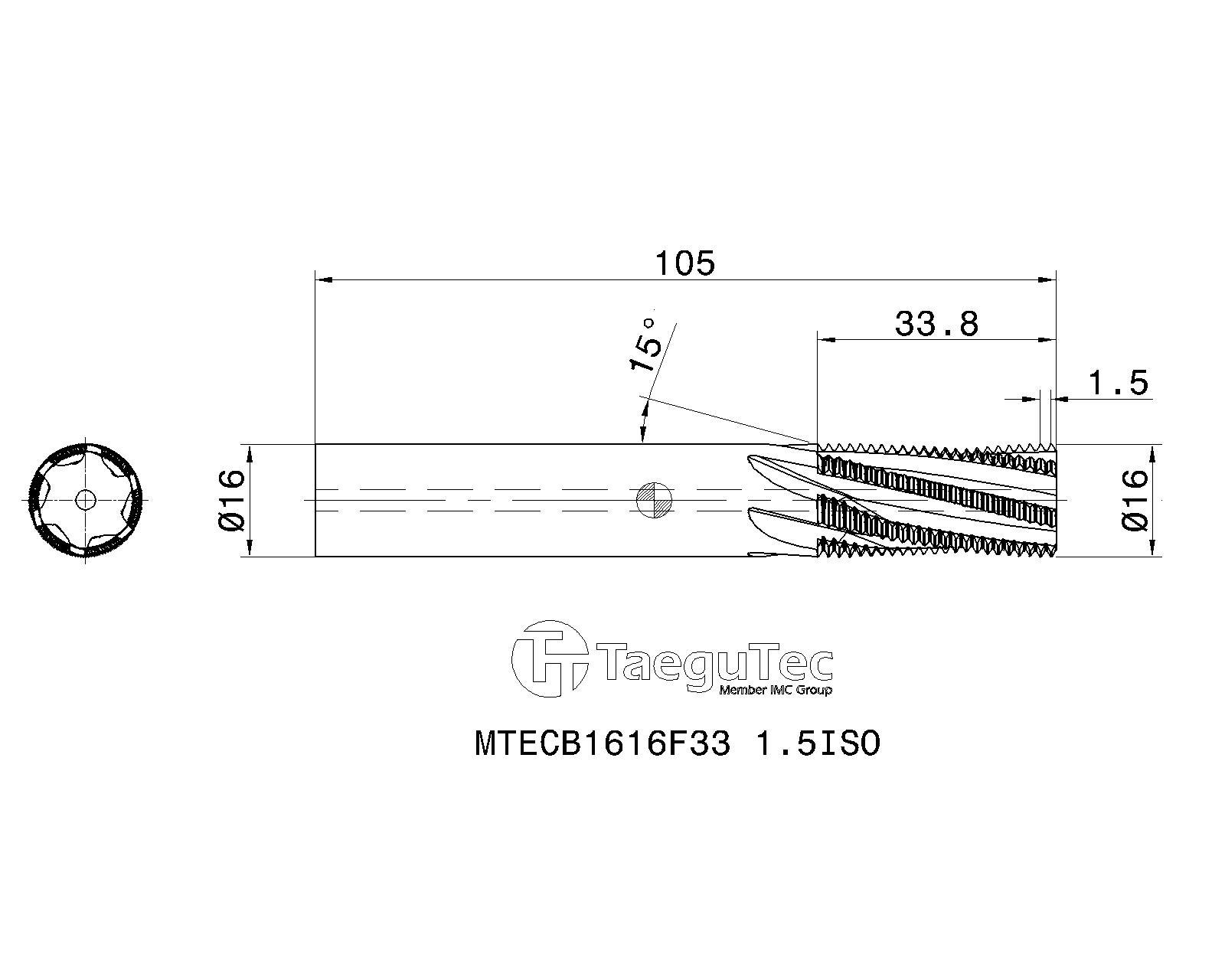 Фото 2: MTECB 1616F33 1.5ISO IC908 резьбофреза
