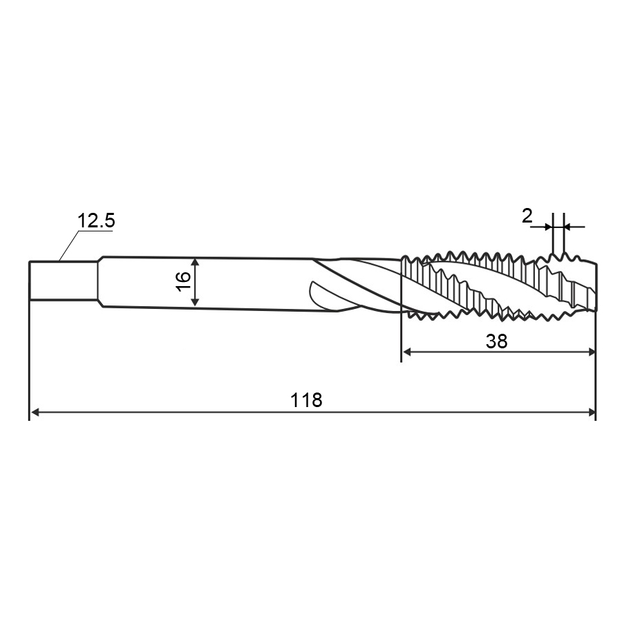 Фото 2:  22,0х2,0 кл.2 HSS-V винт. гл. метчик м/р ZUMO, арт: V301010301220200
