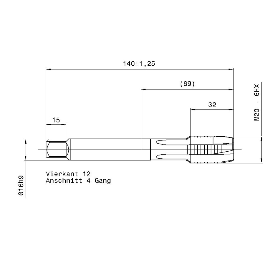 4218 20.000 m20 схема с размерами метчик машинный m