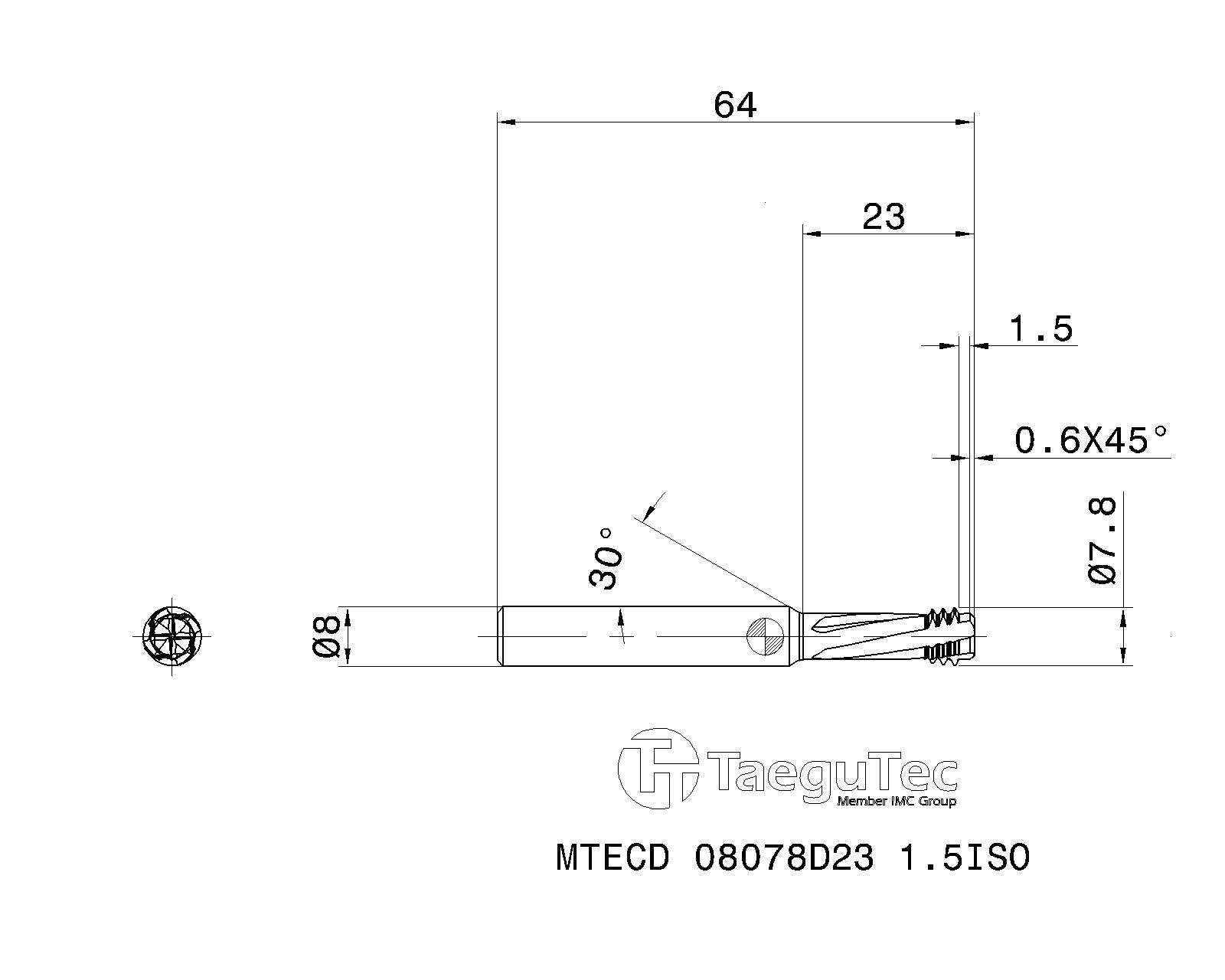 Фото 2: MTECD 08078D23 1.5ISO IC908 резьбофреза