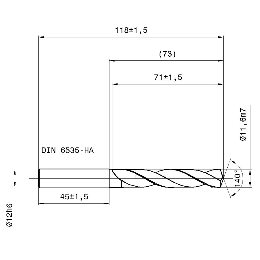 5515-11,600 схема твердосплавного сверла с размерами