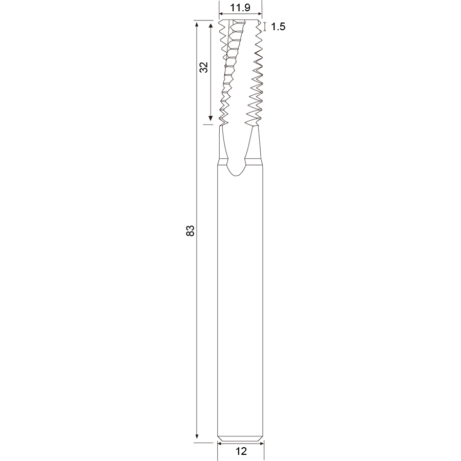Фото 2: QM16х1.5хD12 резьбофреза цельная твердосплавная полновитковая Geefun