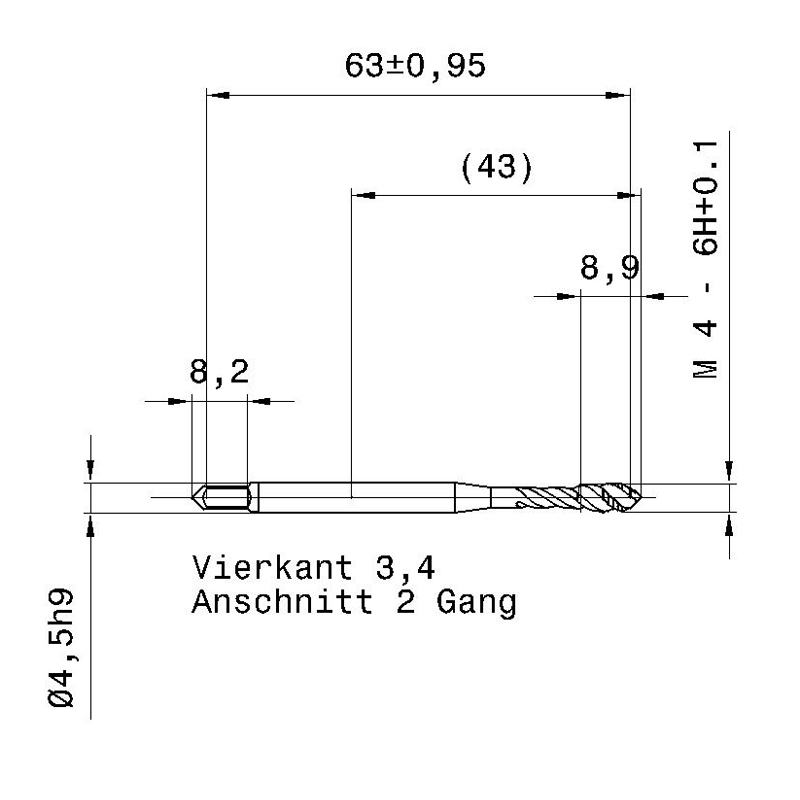4627 4.000 m4 схема метчика машинного m с размерами