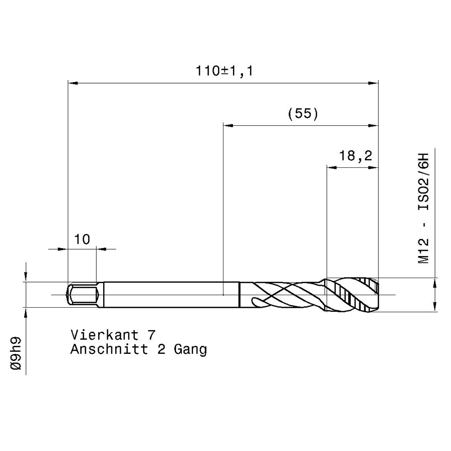 5589 12.000 m12 схема метчика машинного m с размерами