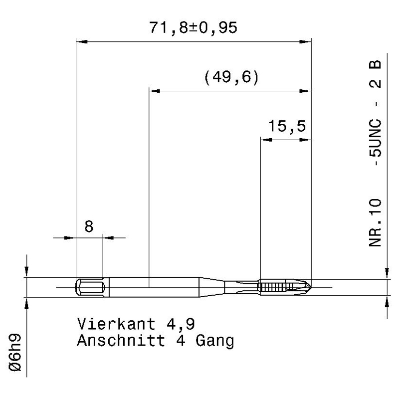 5725 4.826 nr.10 - 24 схема метчика дюймового UNС с размерами