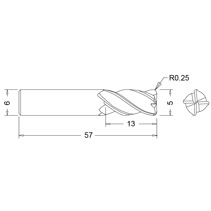 Фото 2: 277 0500-0.25RB фреза радиусная