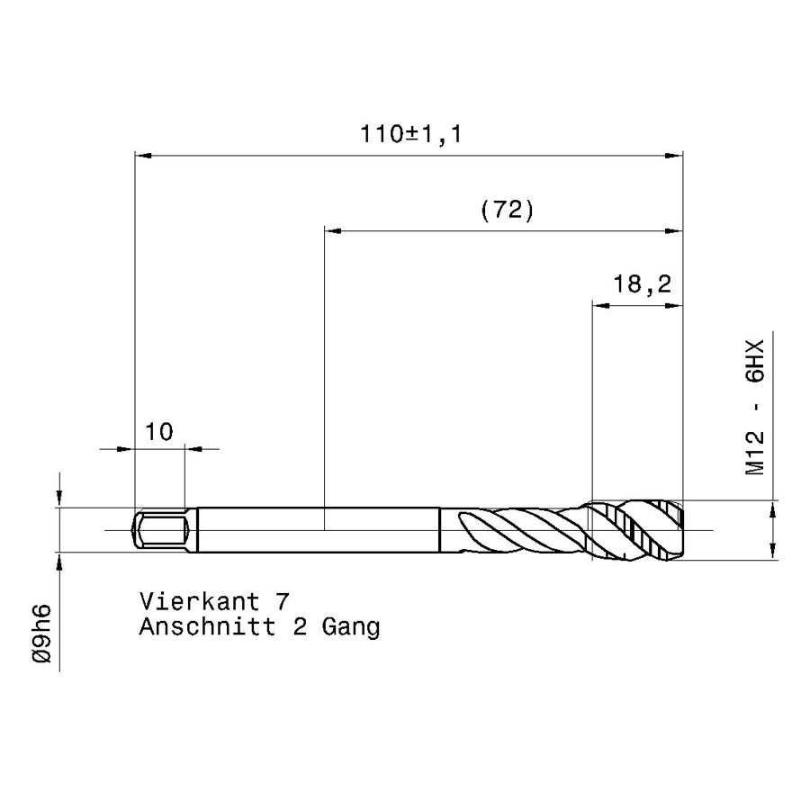 4634 12.000 m12 схема метчика машинного m с размерами