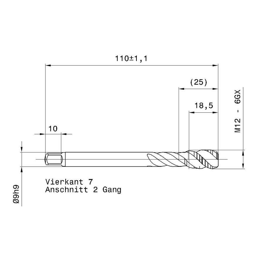 4625 12.000 m12 схема метчика машинного m с размерами