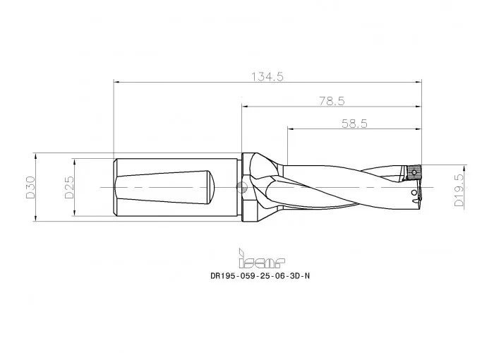 Фото 2: DR195-059-25-06-3D-N корпусное сверло под пластину