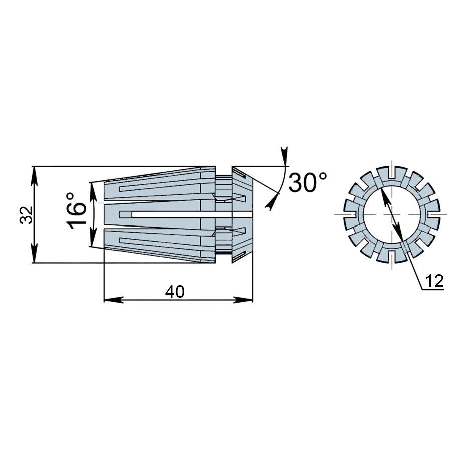 Фото 2: ER32-12 цанга зажимная стандартной точности OLICNC