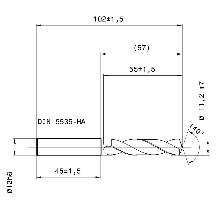 5514 11.200 сверло твердосплавное - фотография 2 5514-11,200 схема твердосплавного сверла с размерами