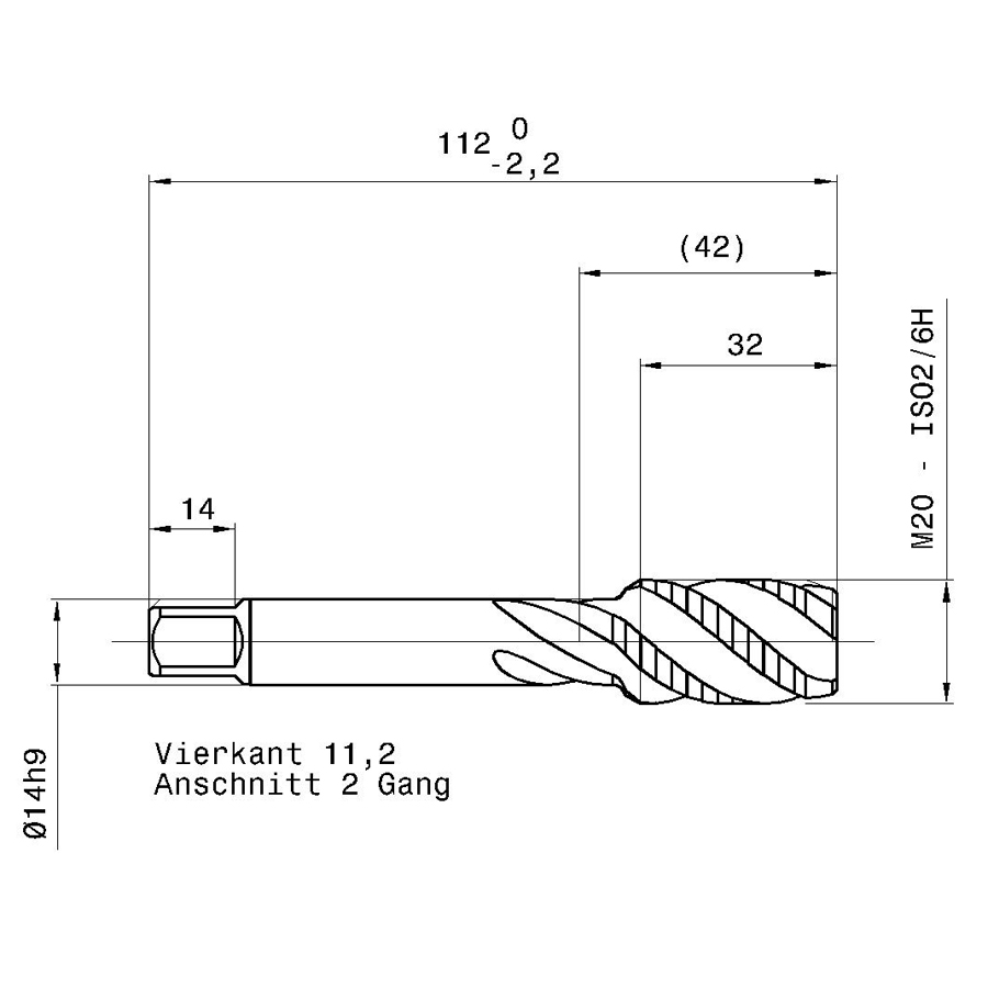 4036 20.000 m20х2,5 схема с размерами метчик машинный m