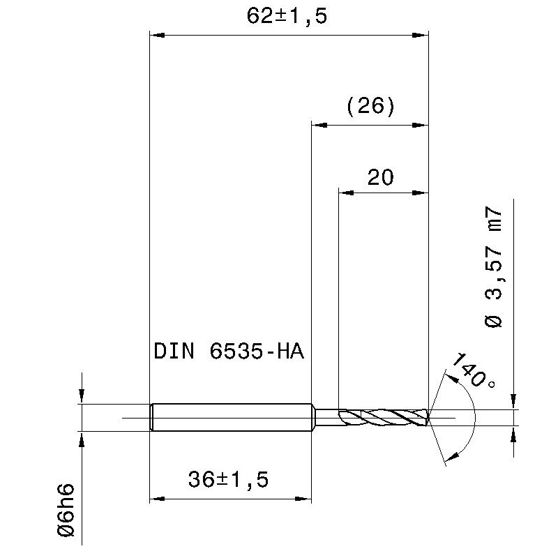 5514-3,570 схема твердосплавного сверла с размерами