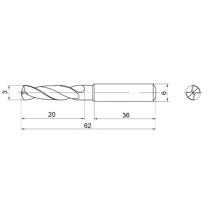 Фото 2: 3.0мм твердосплавное 3D без подвода СОЖ SP-X800030300 VHM cверло (z)