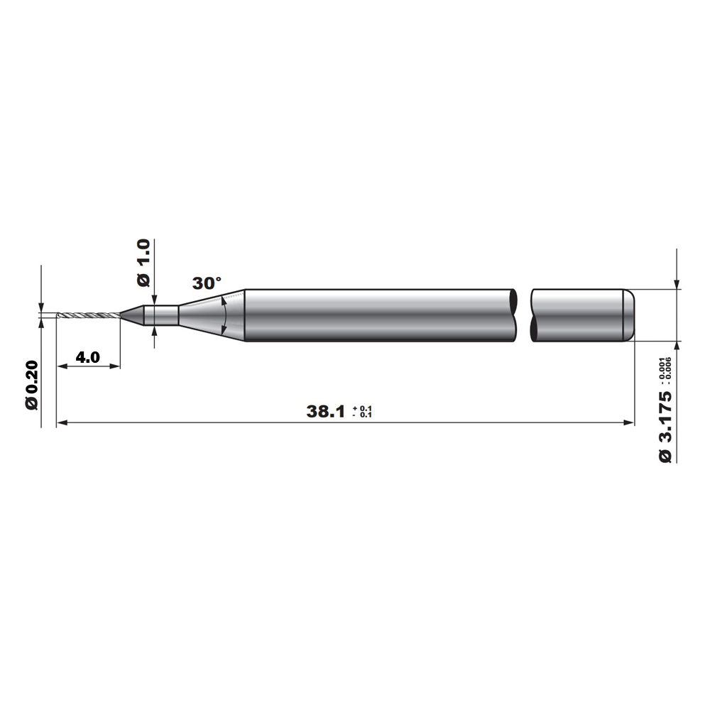 NEU0.20MM L009W сверло твердосплавное - фотография 2 neu0.20mm l009w схема твердосплавного сверла с размерами