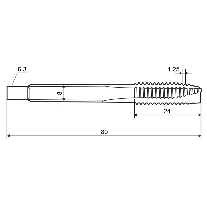 Фото 2: Метчик м/р 10,0х1,25 кл.2 HSS-V Black с подточ. скв. ZUMO, арт: V301010204100125