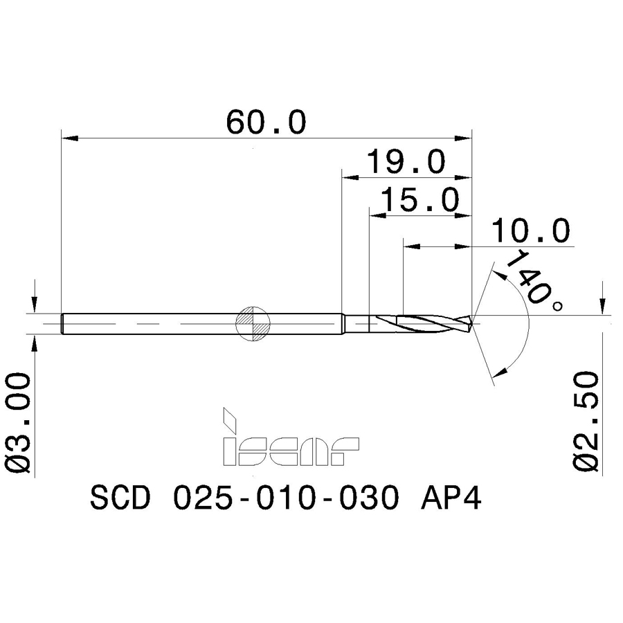 scd 025-010-030 ap4 схема твердосплавного сверла с размерами