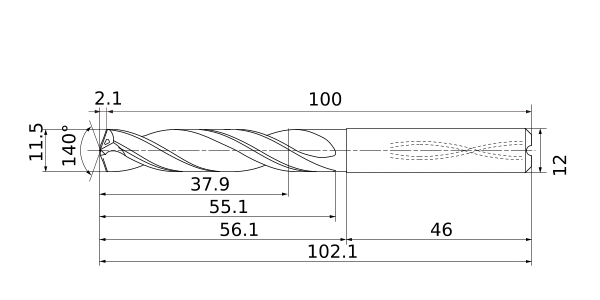 Фото 4: MPS1-1150S-DIN-C DP1021 сверло твердосплавное под СОЖ 
