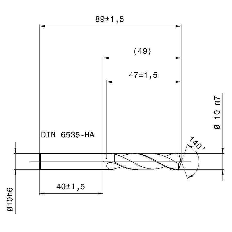 5514-10,000 схема твердосплавного сверла с размерами