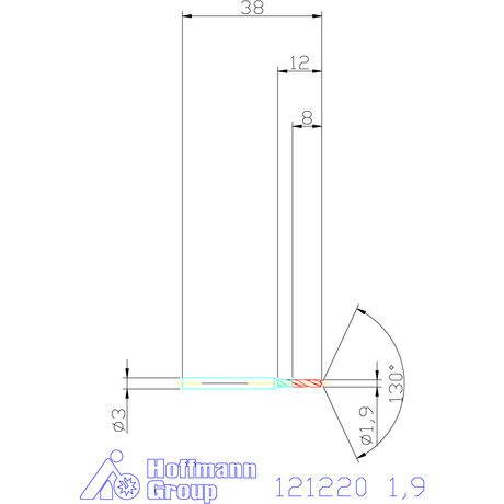 121220 1,9 схема твердосплавного сверла с размерами