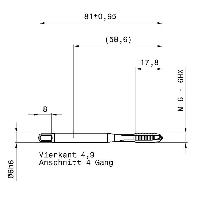 4646 4.000 m4 схема метчика машинного m с размерами