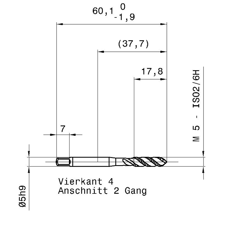 4036 5.000 m5х0,8 схема с размерами метчик машинный m