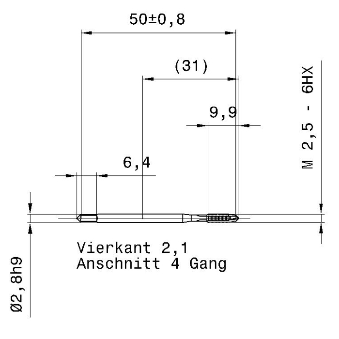 4218 2.500 m2,5 схема с размерами метчик машинный m