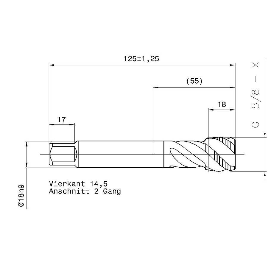 395 22.911 G5/8 схема метчика трубного G с размерами