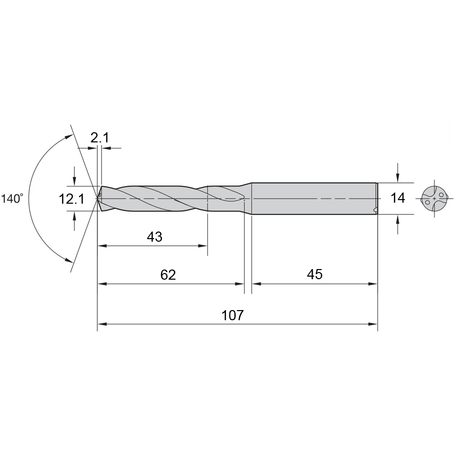 Фото 2: VDS201A12100 WU25PD cверло твердосплавное