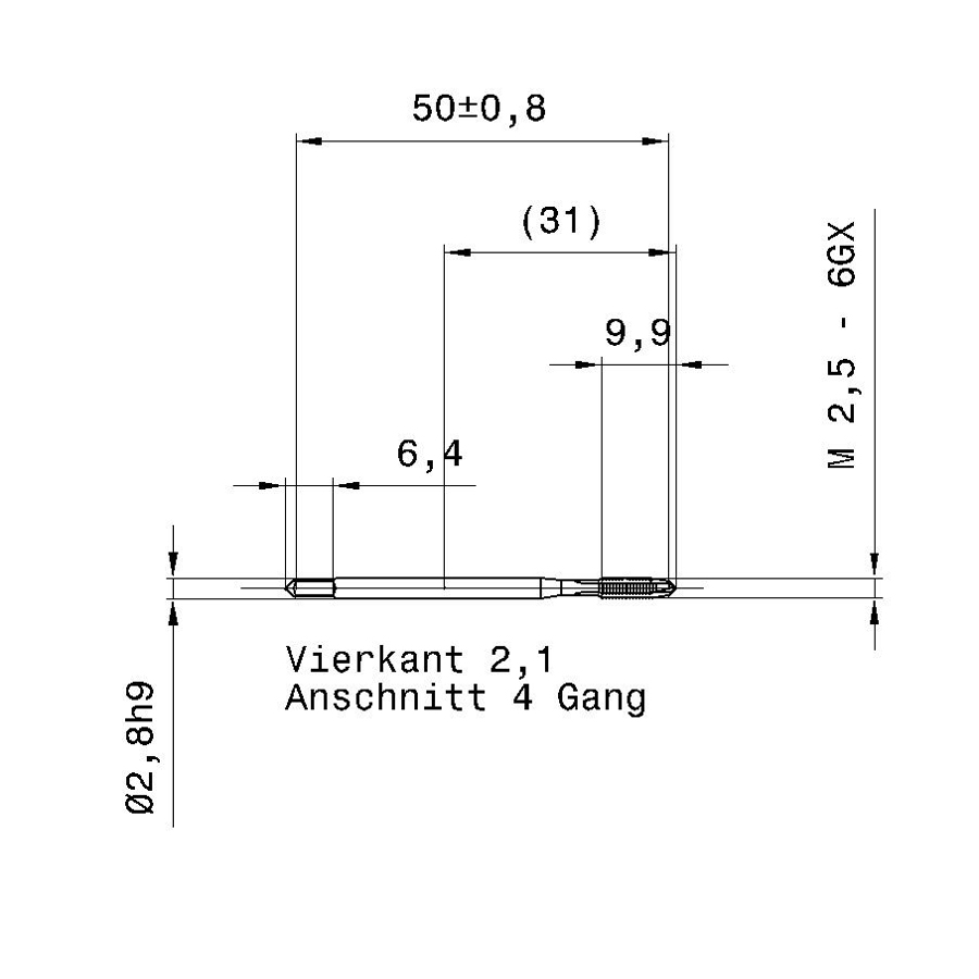 4638 2.500 m2,5 схема метчика машинного m с размерами