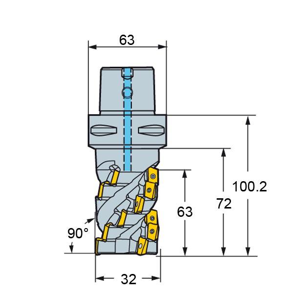 Фото 2: R390-032C6-63L фреза со сменными пластинами