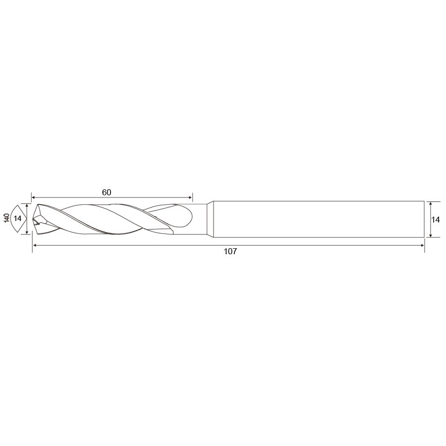 Фото 2: DR3D-140 14х60х14x107 TiSiN сверло твердосплавное Geefun