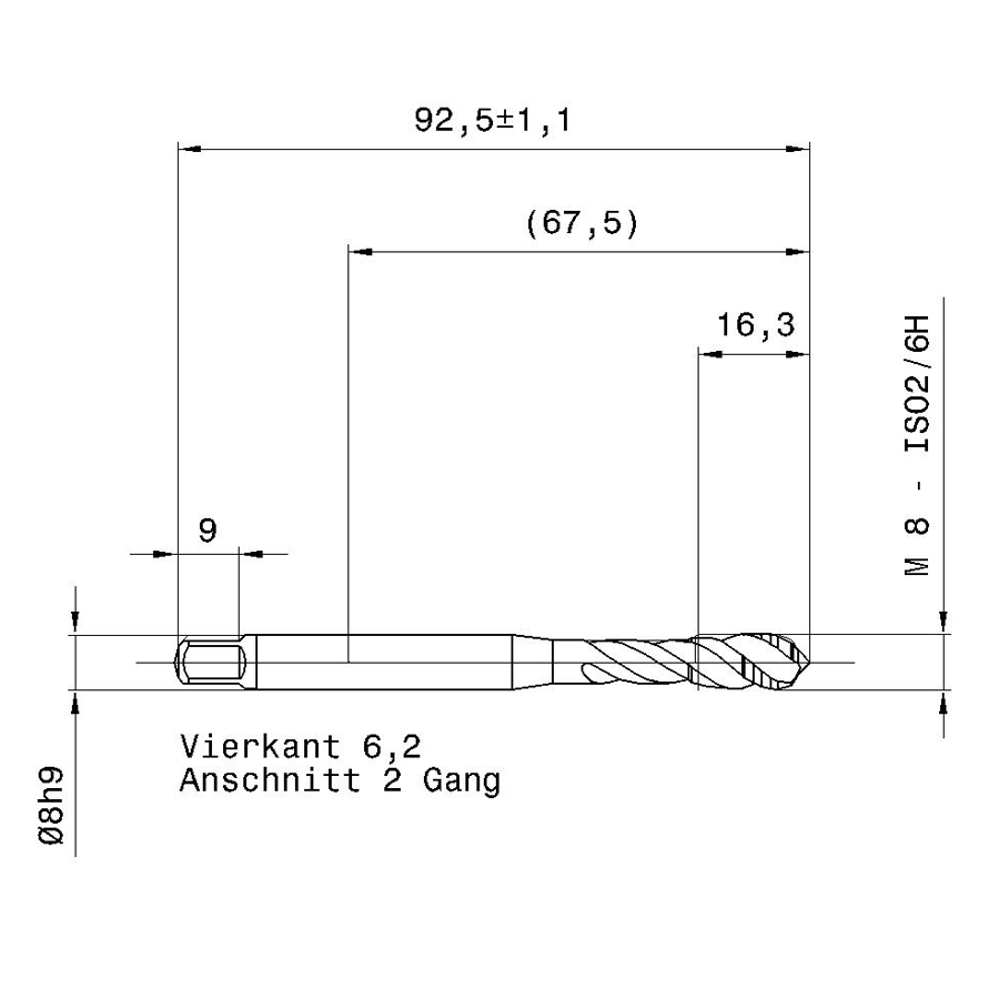 5552 8.000 m8 схема метчика машинного m с размерами