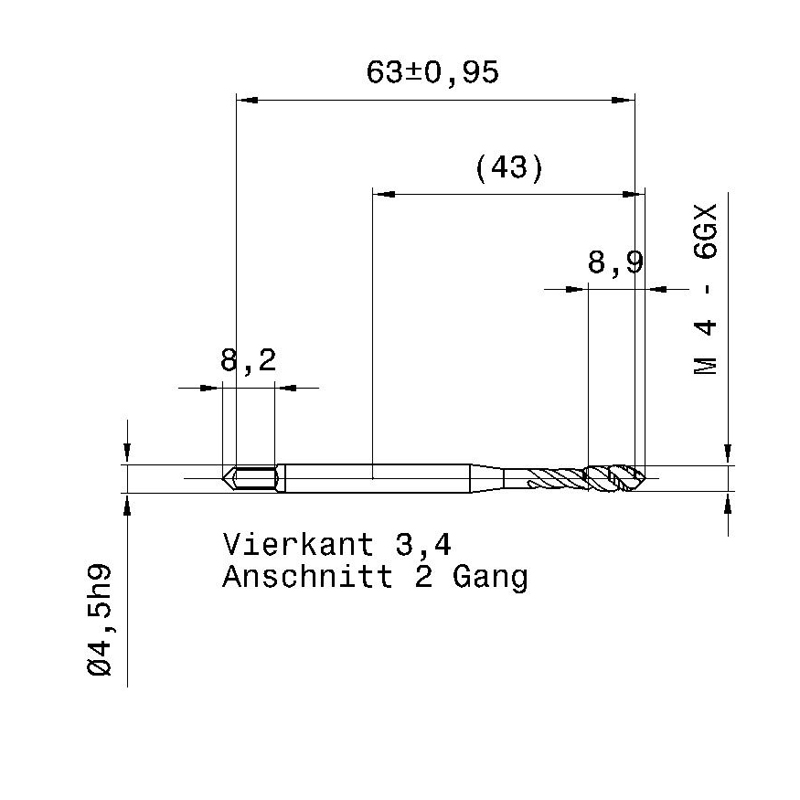 4625 4.000 m4 схема метчика машинного m с размерами