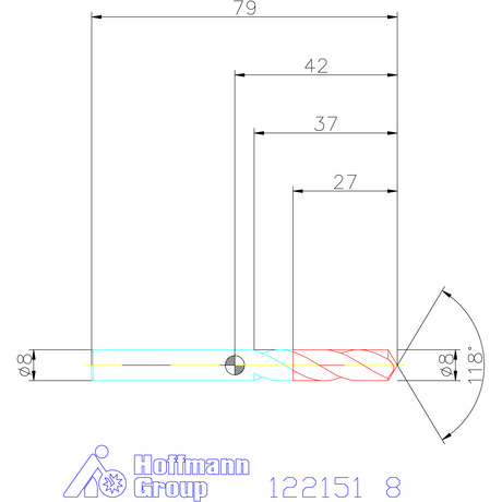 122151 8,0 схема твердосплавного сверла с размерами