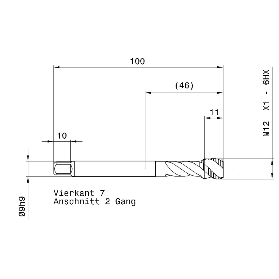 394 12.005 M12 x 1 схема с размерами метчик машинный m