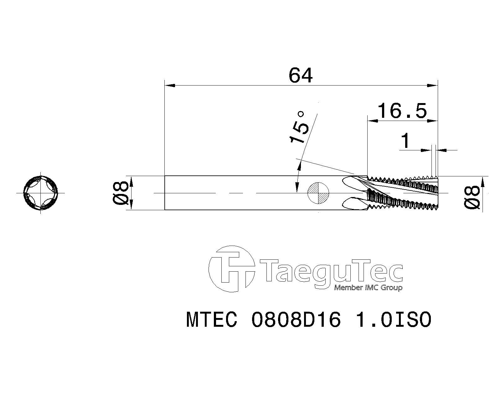 Фото 2: MTEC 0808D16 1.0ISO IC908 резьбофреза