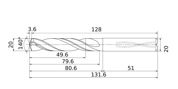 Фото 4: MPS1-2000S-DIN-C сверло твердосплавное под СОЖ 