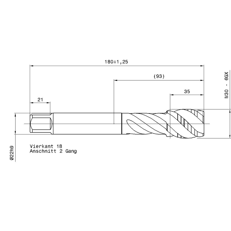 4625 30.000 m30 схема метчика машинного m с размерами
