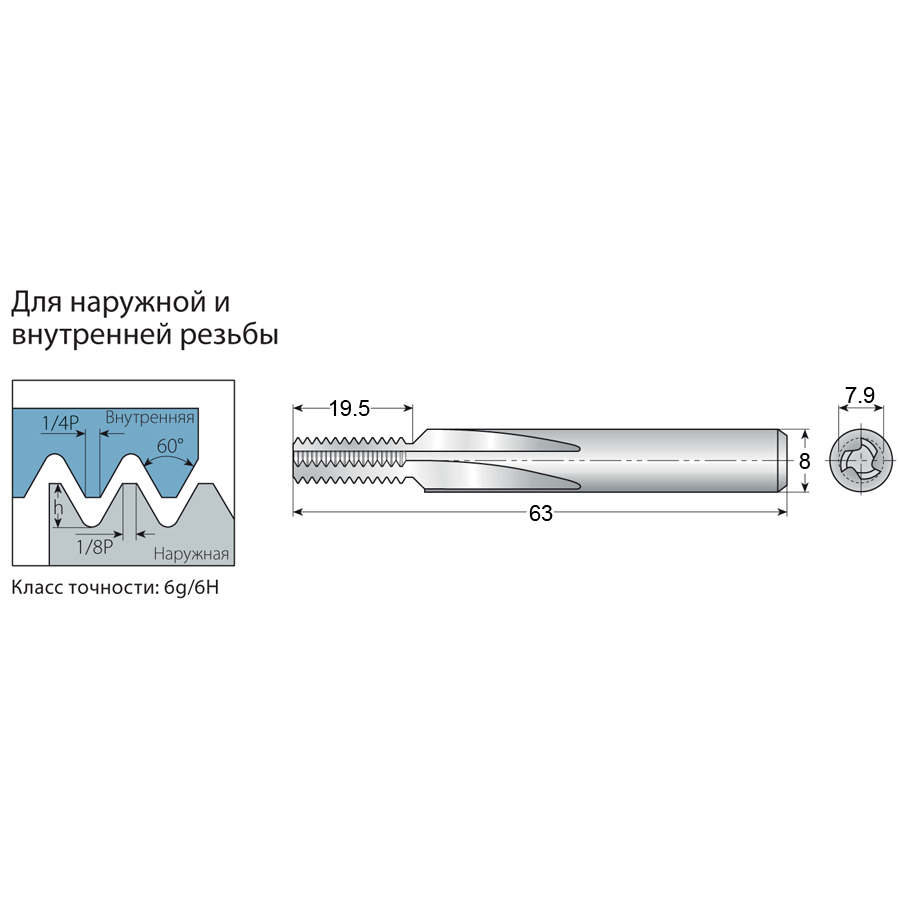 Фото 2: S08079-E0.75ISOTM3 резьбофреза