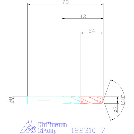 122310 7,0 схема твердосплавного сверла с размерами