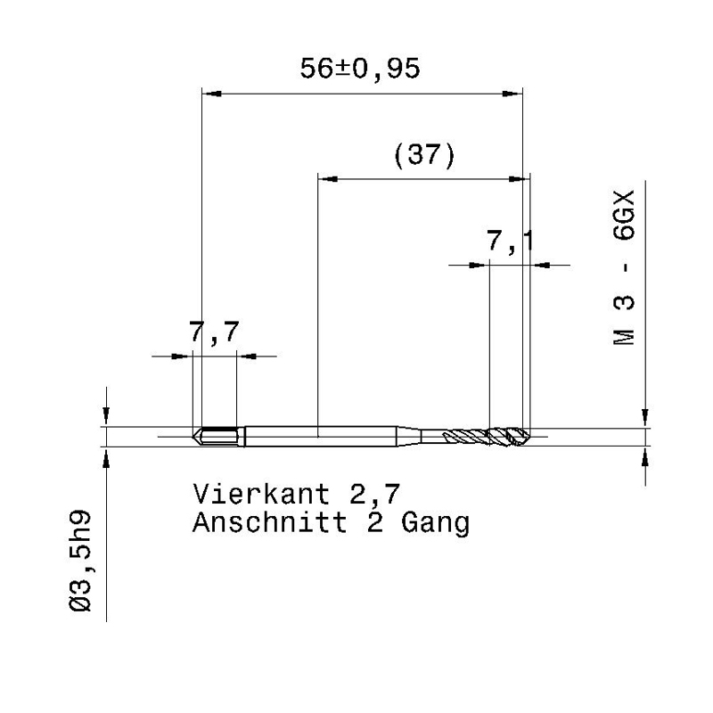 4625 3.000 m3 схема метчика машинного m с размерами
